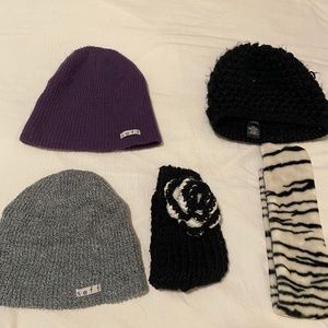 Neff beanies, Forever 21 black knit beanie, knit headband zebra fleece headband